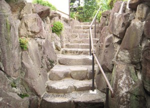 敷地と道路の高低差のため長い階段があるので、 毎日の上り下りが少しでも楽になるよう、 また危険の回避にもなる手すりの設置もご提案させて頂きました。>
