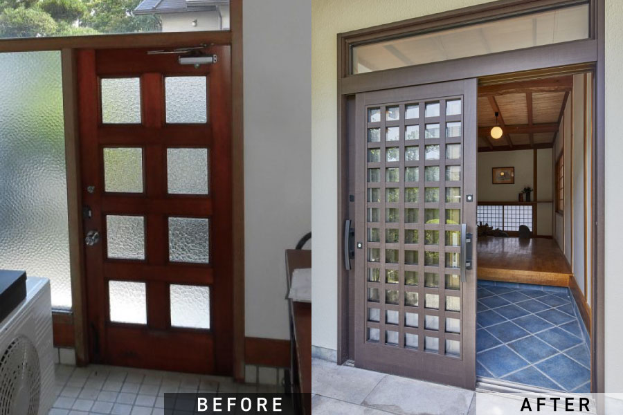 引き戸は、お子様や握力が弱ったご高齢の方ドアのリフォームの画像