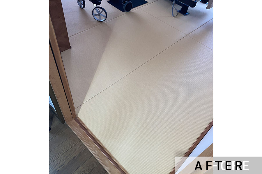 施工後の畳。和紙畳をご提案しました。>