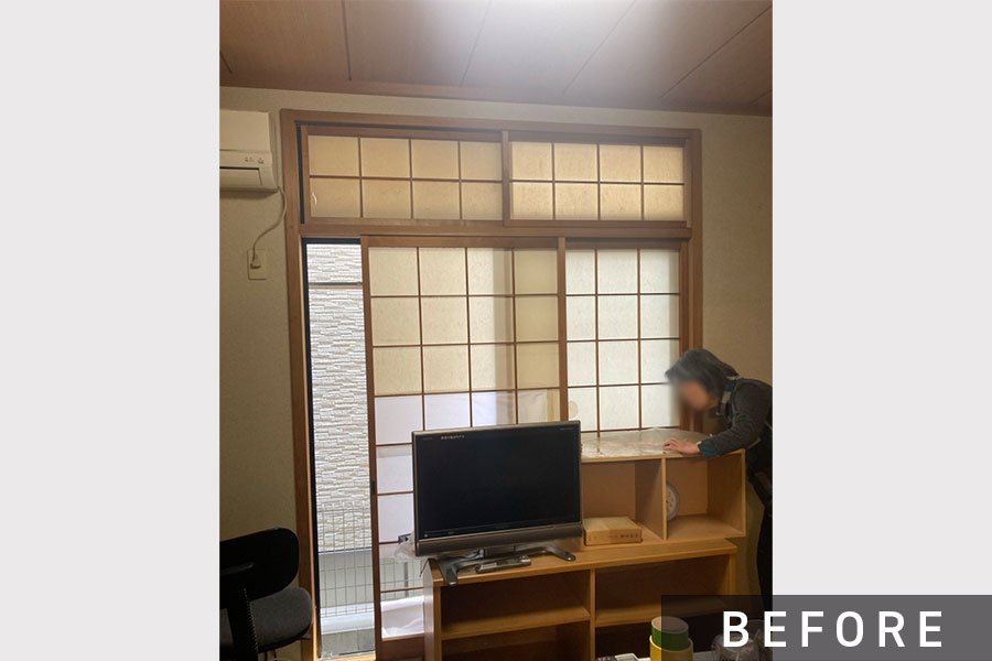 施工前の障子>