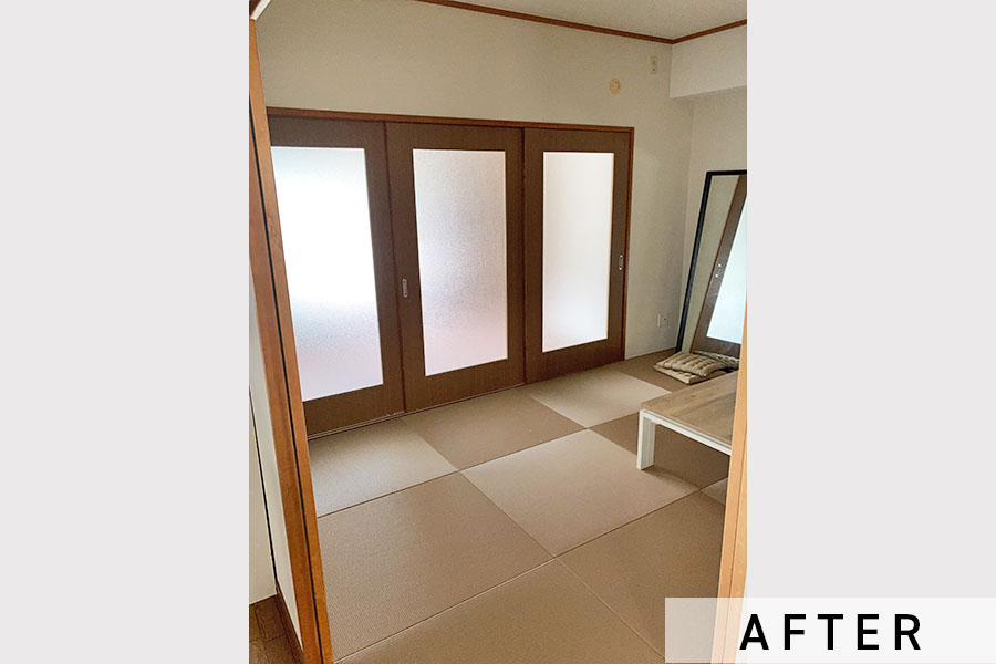 引き戸はすりガラスが入っており、閉めていても和室が明るく感じられます。>