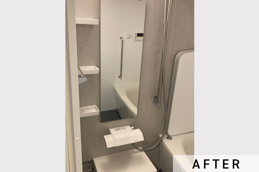 施工後の浴室蛇口まわり>