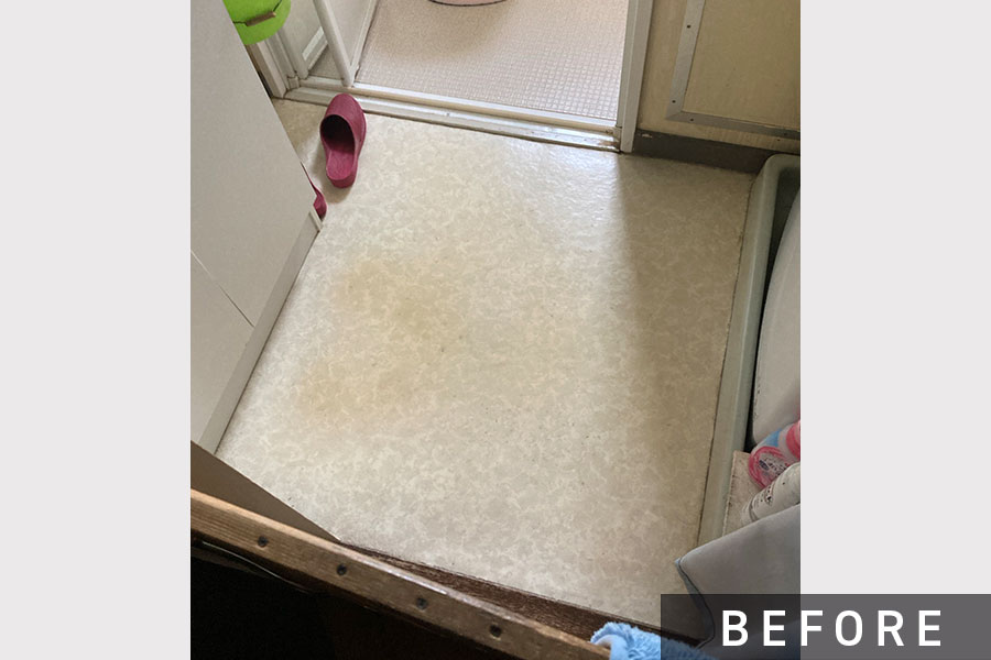 施工前のクッションフロア>