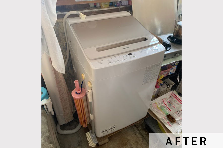 交換後の洗濯機>