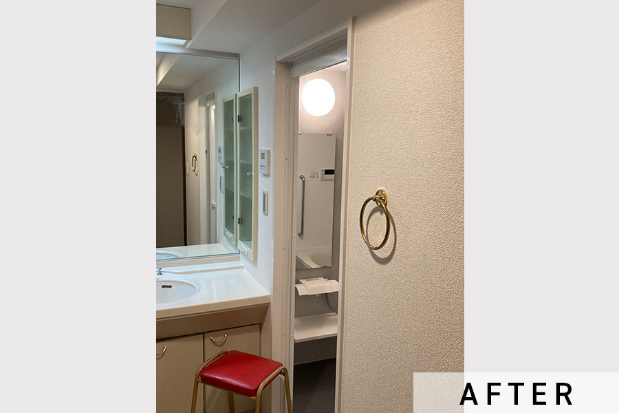 施工後の浴室出入口>