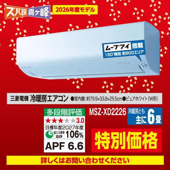 三菱電機 ズバ暖霧ヶ峰 冷暖房エアコン（6畳用）