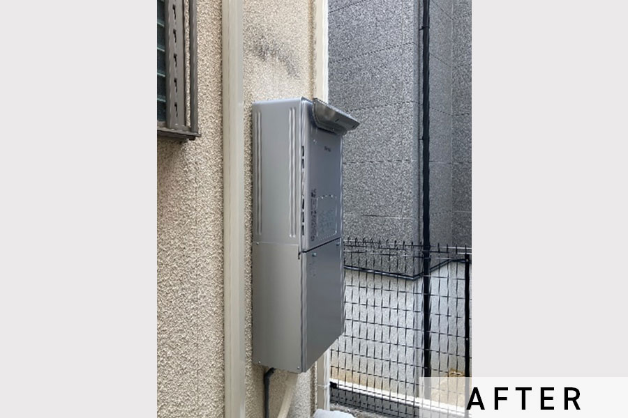 施工後の給湯暖房機。こちらもリンナイ製です。>