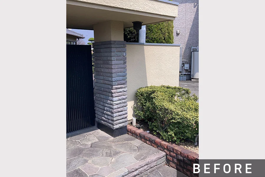 施工前は鎖樋が切れてなくなっていました。>