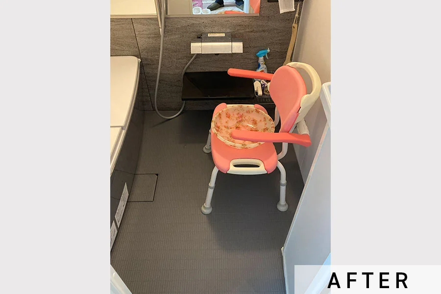 施工後の浴室（洗い場）>