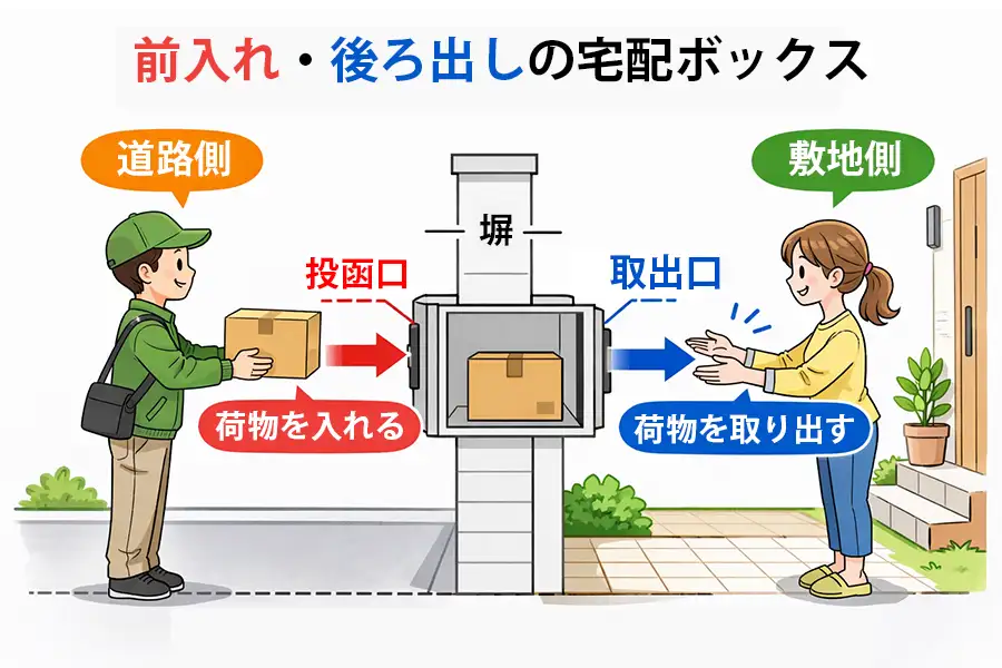 宅配ボックスは荷物の取り出し方にも種類がポスト・宅配ボックスのリフォームの画像