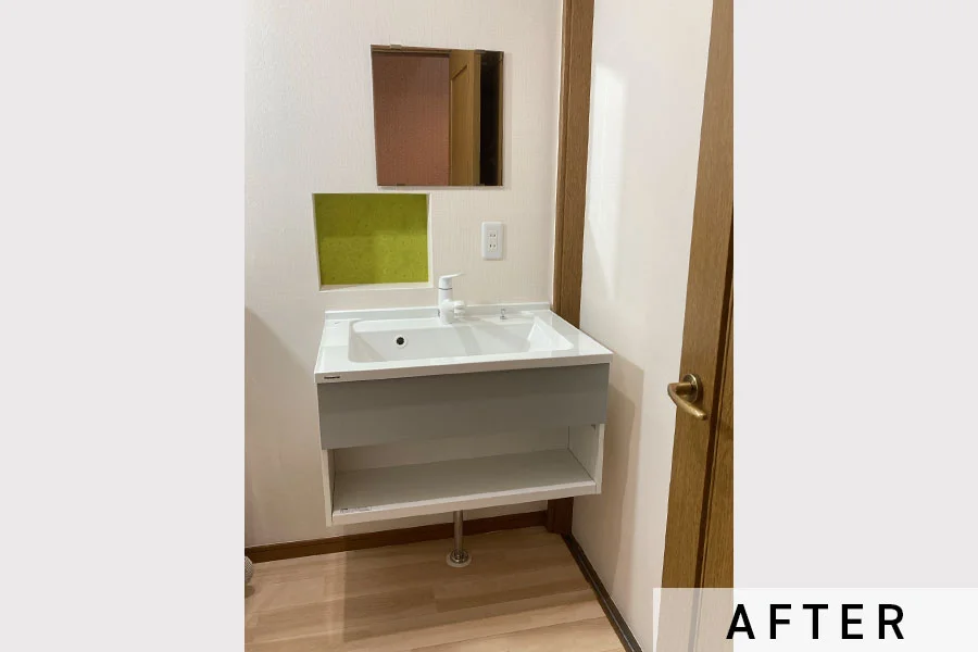 施工後の洗面台>