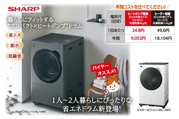 シャープ製のドラム式洗濯機には「プラズマ花粉シーズンの悩みを解決するリフォームアイデアの画像