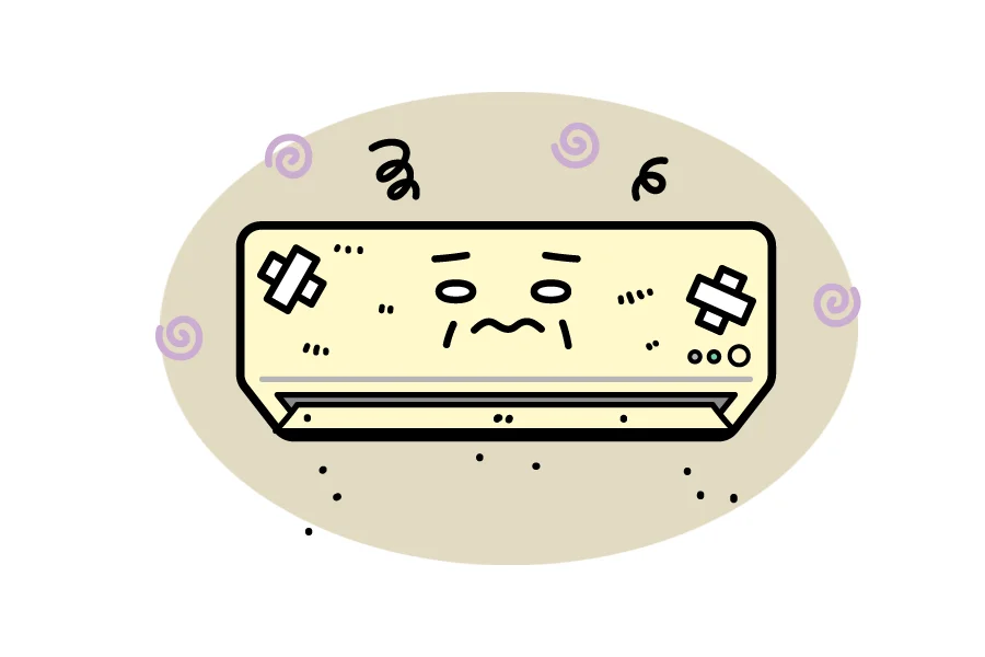 お取替えのタイミングです。コープ住宅ではエアコンの試運転の画像