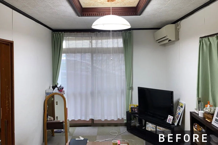 施工前、居間として使われていた部屋はリフォームしてキッチンとなった。>